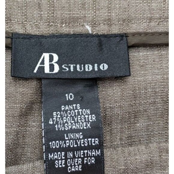 AB Studio Women's Cropped Dress Pants Size 10 Brown Flat Front NEW - Picture 5 of 15